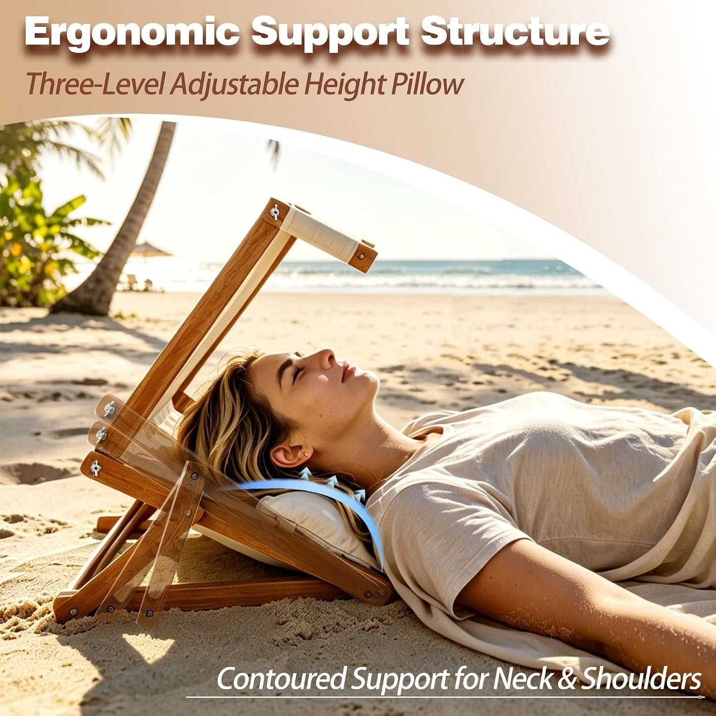 Ergonomic Neck Support Pillow for Beach Camping Pool