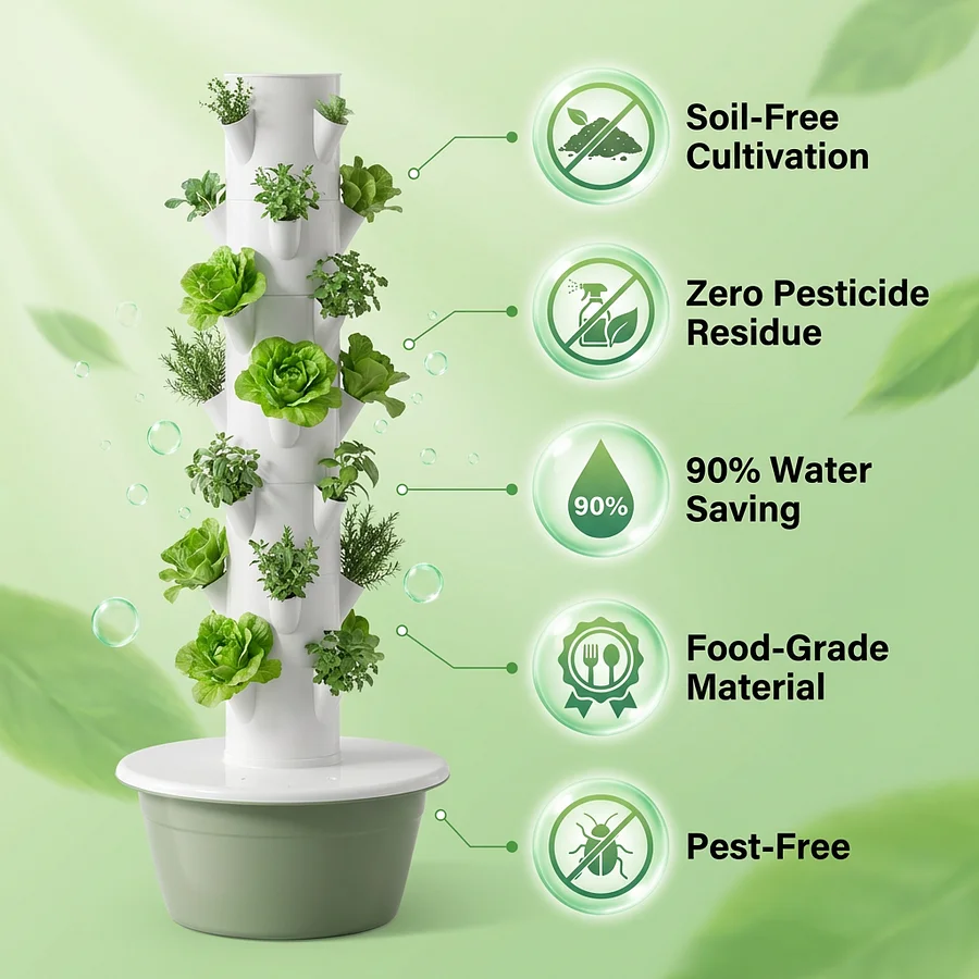 Vertical Hydroponic Growing Tower